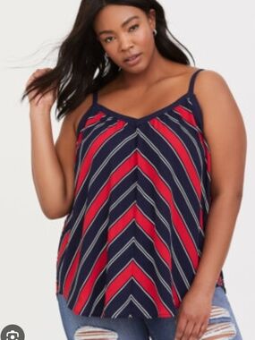torrid Navy & Red Chevron Stripe V-Neck Cami